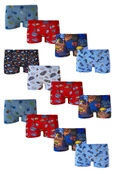 12li Erkek Çocuk Renkli Desenli Baskılı Boxer Külot - 4