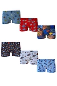 6lı Erkek Çocuk Renkli Desenli Baskılı Boxer Külot - 3