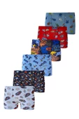 6lı Erkek Çocuk Renkli Desenli Baskılı Boxer Külot - 2