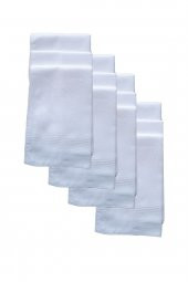 12 li El Cep Yaka Kumaş Mendil 36x36 Cm 100 Pamuklu TM Beyaz - 3
