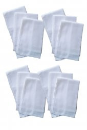 12 li El Cep Yaka Kumaş Mendil 36x36 Cm 100 Pamuklu TM Beyaz - 1