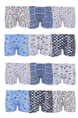 Tutku 12li Erkek Çocuk Renkli Boxer Desenli Baskılı Pamuklu Rahat - 2