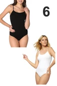 Gümüş Kadın İp Askılı Kancalı Çıt Çıtlı Body 6 Lı Paket - 3
