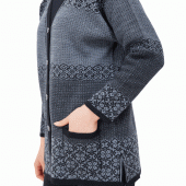 Fresh&Moda Kadın Siyah Gri Desenli  Düğmeli Triko Cepli Kışlık Anne Hırkası - 4