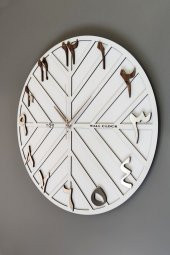 aSSe Tasarım Arapça Rakam Long Line Dekoratif Duvar Saati Beyaz & Gümüş 50x50cm Sessiz Mekanizma - 1