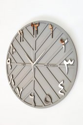 aSSe Tasarım Arapça Rakam Long Line Dekoratif Duvar Saati Antrasit & Gümüş 50x50cm Sessiz Mekanizma thumbnail 1