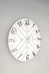 aSSe Tasarım Long Line Dekoratif Duvar Saati Beyaz & Gümüş 50x50cm Sessiz Mekanizma - 1