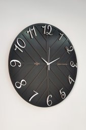 aSSe Tasarım Long Line Dekoratif Duvar Saati Siyah & Gümüş 50x50cm Sessiz Mekanizma thumbnail 1