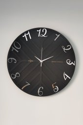 aSSe Tasarım Long Line Dekoratif Duvar Saati Siyah & Gümüş 50x50cm Sessiz Mekanizma thumbnail 2