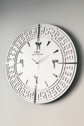 aSSe Tasarım Arapça Rakam Tangled Lines Beyaz & Gümüş Türkçe Rakam 50x50cm Sessiz Duvar Saati thumbnail 3