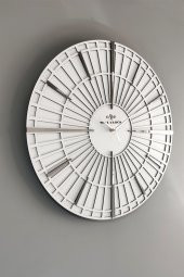 aSSe Tasarım Long Line Dekoratif Duvar Saati Beyaz & Gümüş 37x37cm Sessiz Mekanizma thumbnail 1