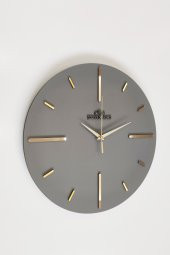 aSSe Tasarım Özel Aynalı  Duvar Saati Antrasit & Gold Sessiz Mekanizma  37x37cm - 1