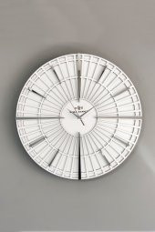 aSSe Tasarım Long Line Dekoratif Duvar Saati Beyaz & Gümüş 37x37cm Sessiz Mekanizma thumbnail 3