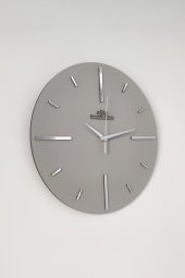 aSSe Tasarım Özel Aynalı  Duvar Saati Antrasit & Gümüş Sessiz Mekanizma  37x37cm - 1