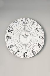 aSSe Tasarım Striped Pattern Beyaz & Gümüş 37x37cm Duvar Saati Sessiz Mekanizma thumbnail 2