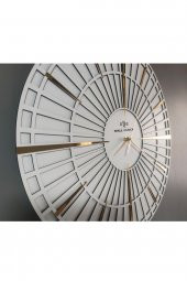 aSSe Tasarım Long Line Dekoratif Duvar Saati Beyaz & Gold 37x37cm Sessiz Mekanizma thumbnail 4