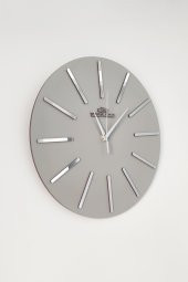 aSSe Tasarım Özel Dekoratif Aynalı Duvar Saati Antrasit & Gümüş Sessiz Mekanizma 37x37cm - 1