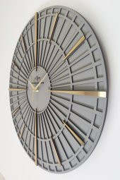 aSSe Tasarım Long Line Dekoratif Duvar Saati Antrasit & Gold 37x37cm Sessiz Mekanizma - 3