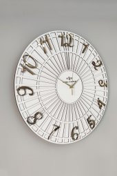 aSSe Tasarım Striped Pattern Beyaz & Gold 50cm Duvar Saati Sessiz Mekanizma thumbnail 1