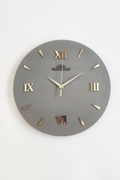 aSSe Tasarım aSSe Tasarım Özel Dekoratif Roma Rakamlı Aynalı Duvar Saati Antrasit & Gold Sessiz Mekanizma 37x37cm - 2