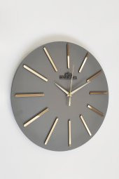 aSSe Tasarım Özel Dekoratif Aynalı Duvar Saati Antrasit & Gold Sessiz Mekanizma 37x37cm - 3