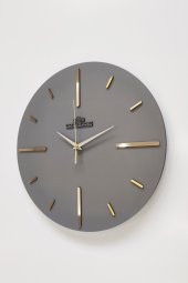 aSSe Tasarım Özel Aynalı  Duvar Saati Antrasit & Gold Sessiz Mekanizma  37x37cm - 3