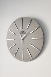 aSSe Tasarım Özel Dekoratif Aynalı Duvar Saati Antrasit & Gümüş Sessiz Mekanizma 37x37cm - 3