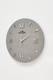 aSSe Tasarım aSSe Tasarım Özel Dekoratif Roma Rakamlı Aynalı Duvar Saati Antrasit & Gold Sessiz Mekanizma 37x37cm - 4