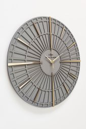 aSSe Tasarım Dekoratif Duvar Saati Antrasit & Gold 50x50cm Sessiz Mekanizma thumbnail 1