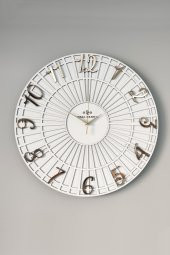 aSSe Tasarım Striped Pattern Beyaz & Gold 50cm Duvar Saati Sessiz Mekanizma thumbnail 2