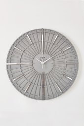 aSSe Tasarım Long Line Dekoratif Duvar Saati Antrasit & Gümüş 37x37cm Sessiz Mekanizma - 2