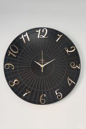 aSSe Tasarım Striped Pattern Siyah & Gold 37x37cm Duvar Saati Sessiz Mekanizma thumbnail 3