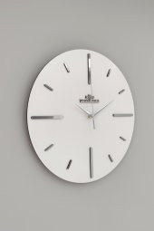aSSe Tasarım Özel Aynalı Duvar Saati Beyaz & Gümüş Sessiz Mekanizma 37x37cm - 1
