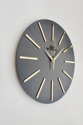 aSSe Tasarım Özel Dekoratif Aynalı Duvar Saati Siyah & Gold Sessiz Mekanizma 37x37cm - 3