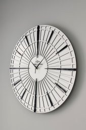 aSSe Tasarım Dekoratif Aynalı Duvar Saati Beyaz&Siyah 50x50cm Sessiz Mekanizma - 1