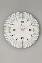 aSSe Tasarım Özel Dekoratif Beyaz&Gold Aynalı Duvar Saati 50x50cm thumbnail 2