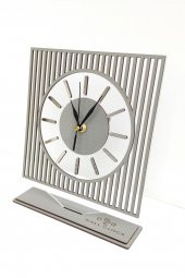 aSSe Tasarım Long Line Mirrored Desk Clock ( Masa Saati 20x24 ) Sessiz Mekanizma - 3