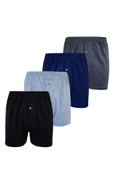 4lü Erkek Düğmeli Boxer Ekonomik %100 Pamuklu Paçalı Don - 1