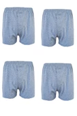 4lü Erkek Düğmeli Boxer Ekonomik %100 Pamuklu Paçalı Don - 7