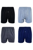 4lü Erkek Düğmeli Boxer Ekonomik %100 Pamuklu Paçalı Don - 10