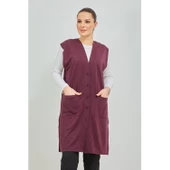 Kadın Siyah  Uzun Cepli Düğmeli Penye Anne Büyük Beden Tunik Yelek - 7