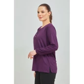 Kadın Siyah Kolu Lastikli Likralı Anne Penye Bluz - 11