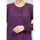 Kadın Siyah Kolu Lastikli Likralı Anne Penye Bluz - 12