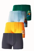 4lü Erkek Çocuk Boxer Pamuklu Renkli Rahat Karışık Paçalı Don lxx - 1