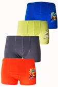 4lü Erkek Çocuk Boxer Pamuklu Renkli Rahat Karışık Paçalı Don lxx - 5