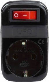 UFO UAK001 TEKLİ ANAHTARLI AKIM KORUMA PRİZİ 3500W SİYAH AŞIRI YÜK KORUMA PRİZ - 3