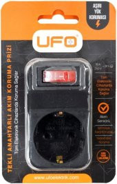 UFO UAK001 TEKLİ ANAHTARLI AKIM KORUMA PRİZİ 3500W SİYAH AŞIRI YÜK KORUMA PRİZ - 4