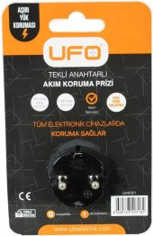 UFO UAK001 TEKLİ ANAHTARLI AKIM KORUMA PRİZİ 3500W SİYAH AŞIRI YÜK KORUMA PRİZ - 5