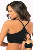 Kadın İp Askılı Sporcu Büstiyer Sırt Çapraz Dalgıç Pedli Krop - 2