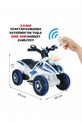 UJ Toys Uzaktan Kumandalı Akülü Atv 6v Safari-Beyaz Polis - 1